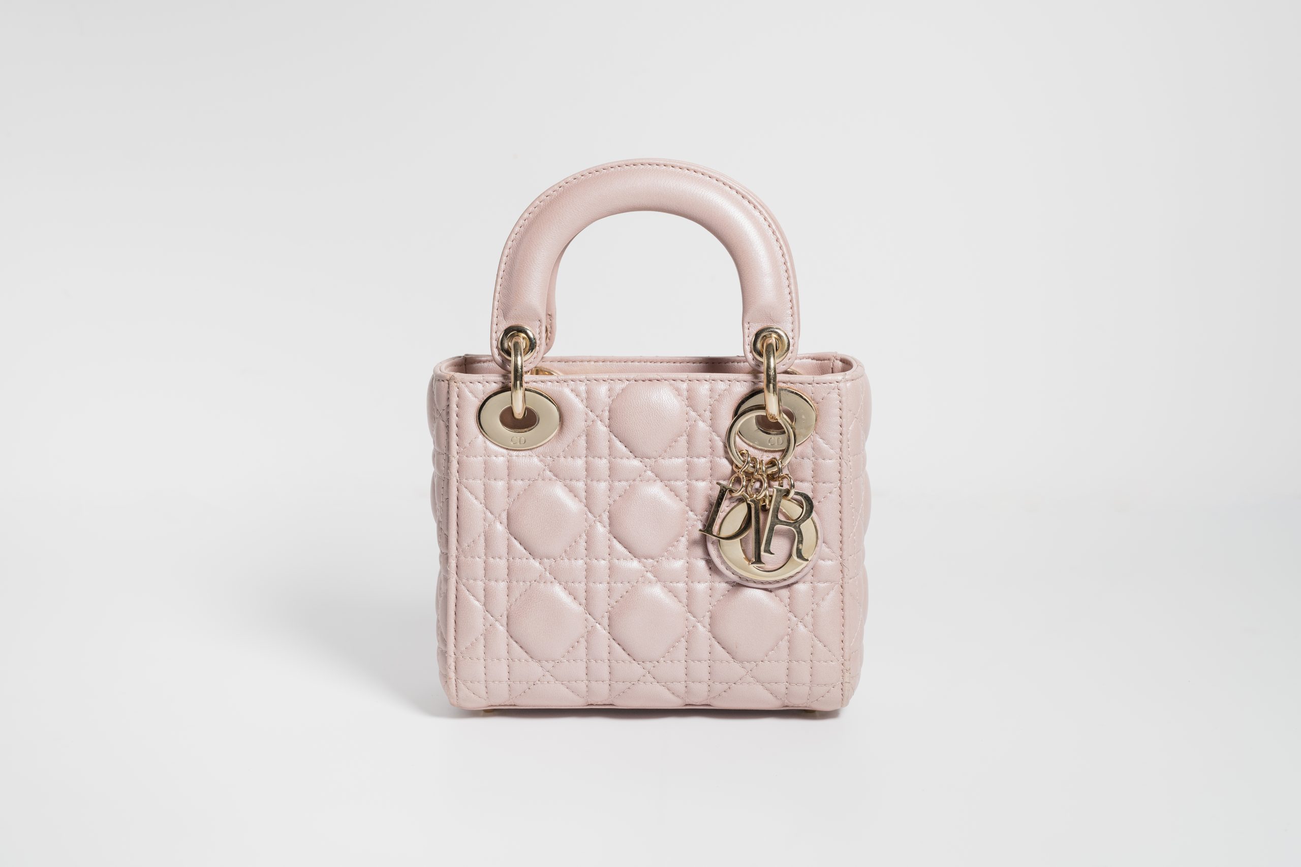 Mini Lady Dior Bag In Baby Pearly Pink with Champaign Hardware