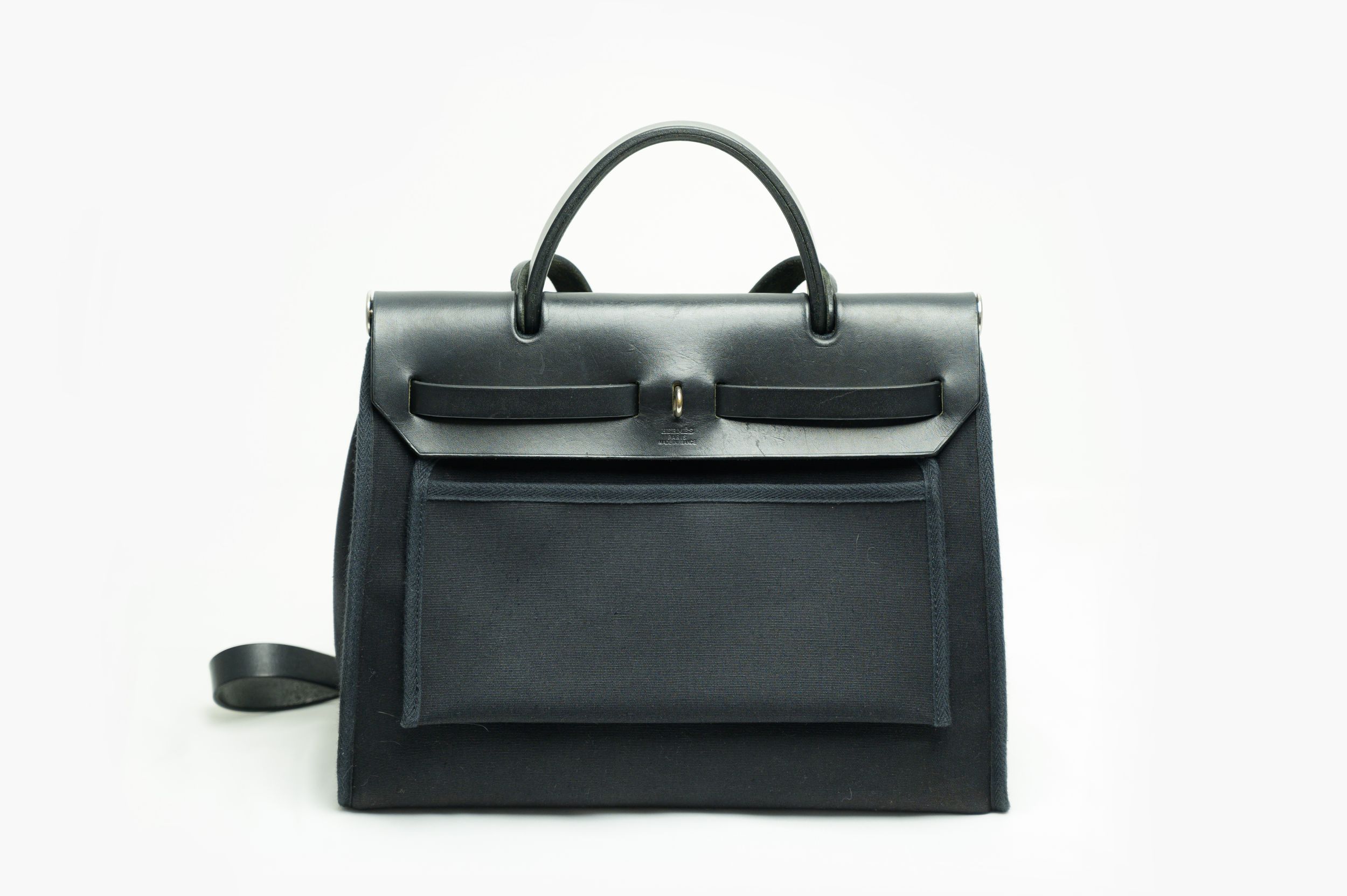 Hermes Herbag Zip Black Canvas Bag